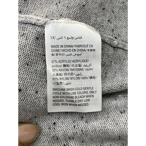 Style & Co Womens Petite Ruffle Long Sleeve Cardigan Gray Speckled Sweater SZ 1X - Picture 5 of 7